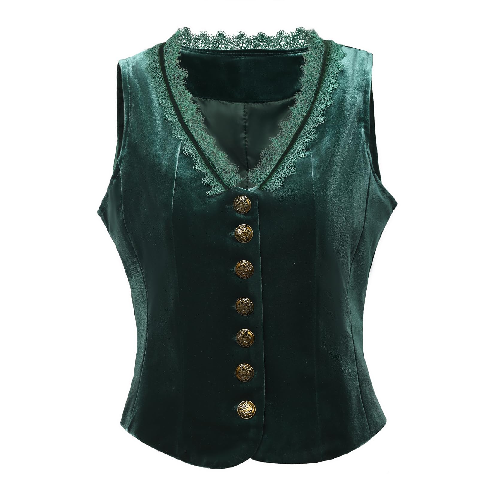 CAMDOM Victorian Gothic Steampunk Samt Korsett Top Weste Vintage V-Ausschnitt Bustier für Damen
