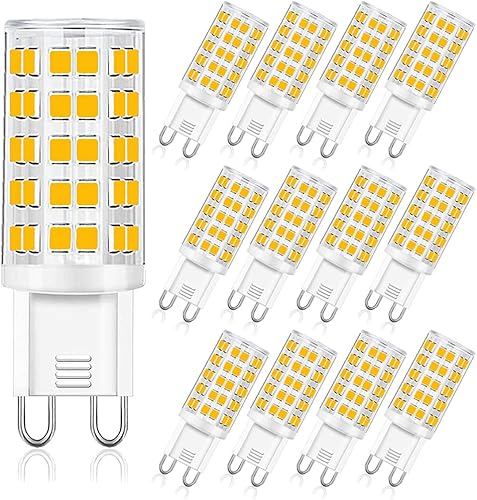 Bombillas LED G9 regulables de 6 W (equivalente a bombilla halógena de 60 W), blanco cálido 3000 K, 110 V-130 V, 600 lm bi pin para iluminación del