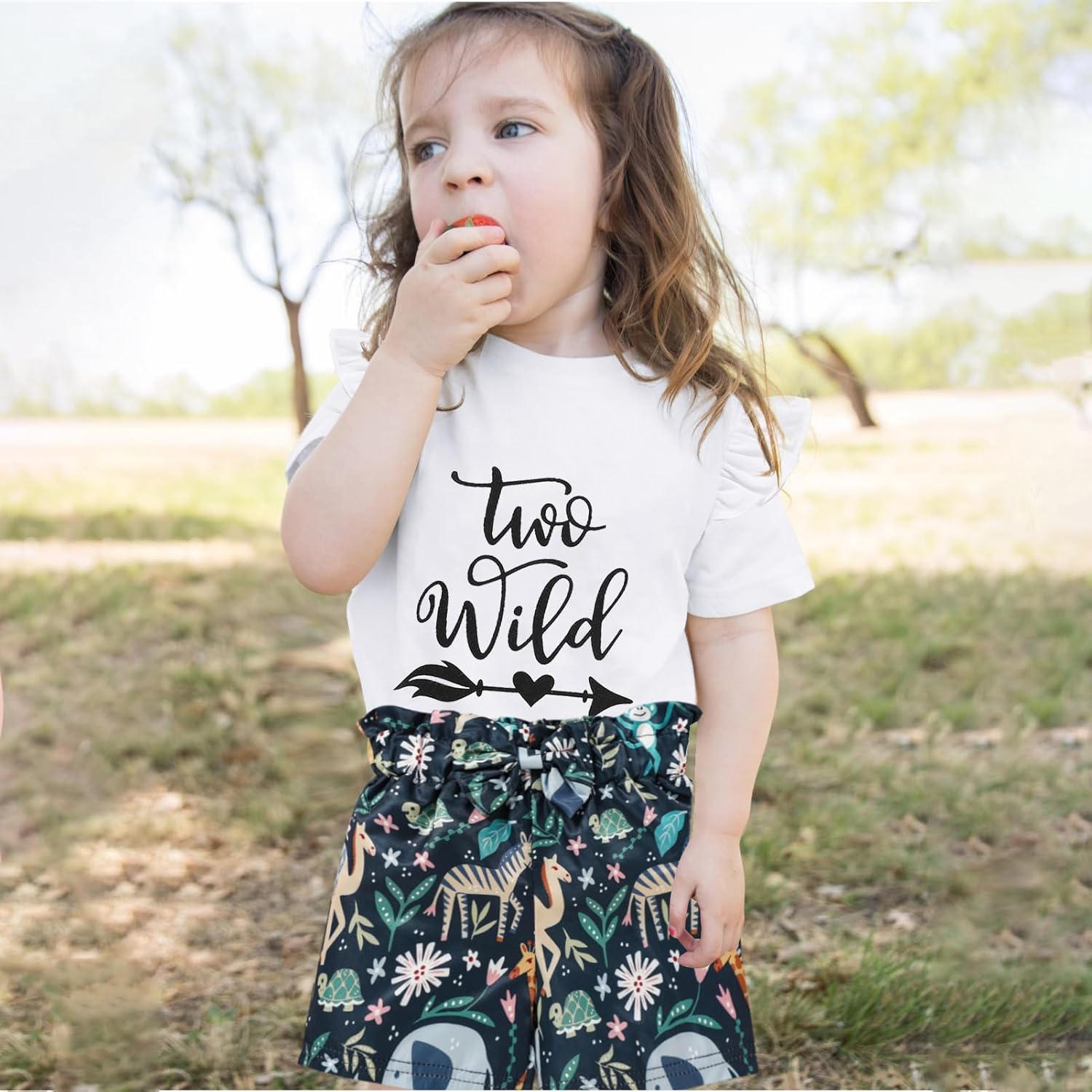 Viworld Baby Girl 2nd Birthday Outfits Ruffle Sleeve Wild Two Shorts Set Cake Smash Summer Clothes - Image 2