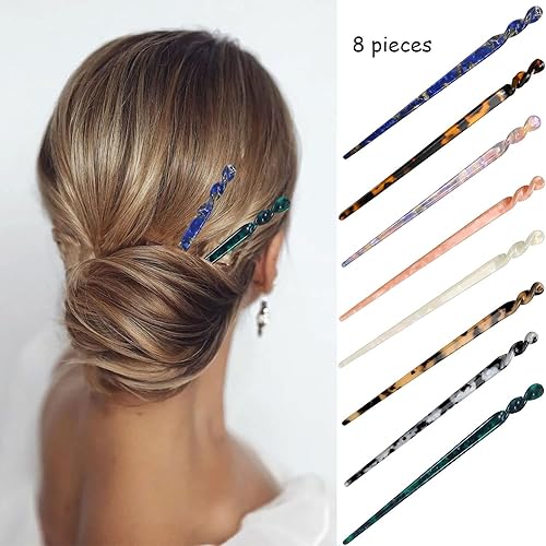 Miniatura 7 de 10 palillos de acetato para el cabello con estampado de leopardo, horquilla de concha de tortuga, palillos vintage para el cabello, discos de