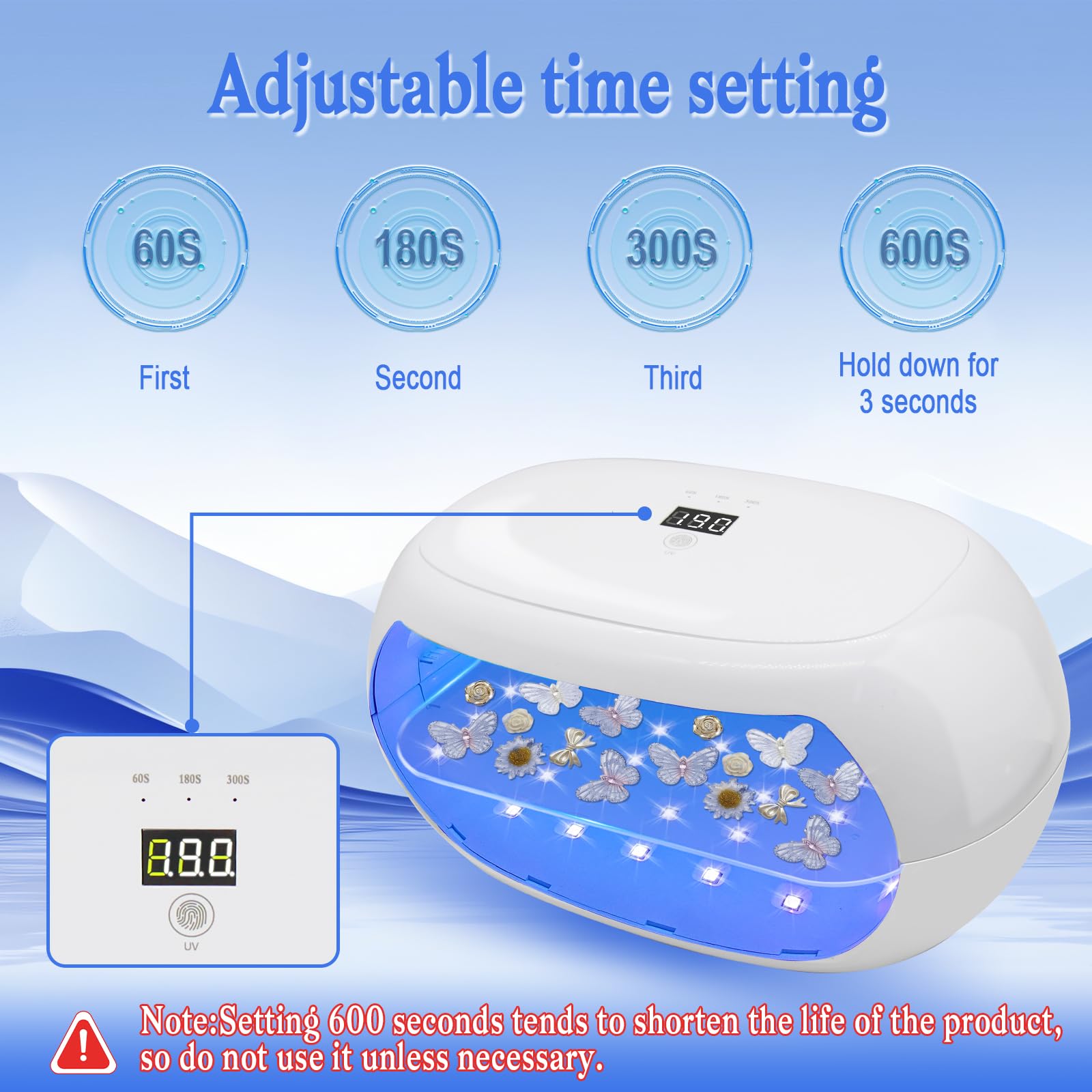 Lámparas de Curado UV de Resina de Doble Cara,Puede Utilizarse por Separado,Lámpara de Resinas UV de Curado Rápido de 60W con Pantalla LED,Para el Curado de Resinas,Fabricación de Joyas