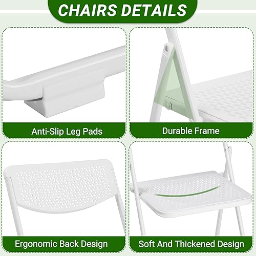 Miniatura 5 de Paquete de 4 sillas plegables de plástico, silla comercial apilable ligera para exteriores, asientos portátiles de plegado rápido para eventos de