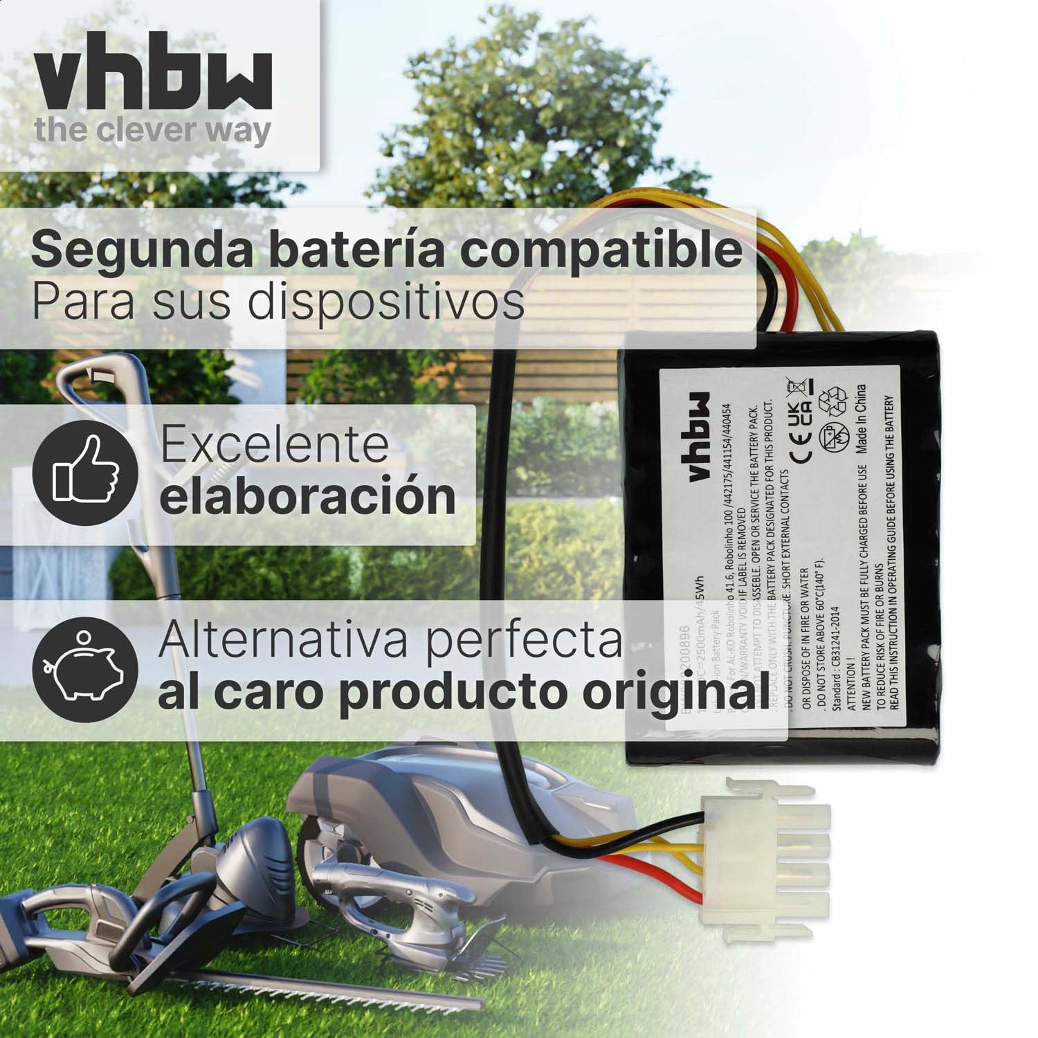 vhbw Batería Compatible con Kärcher RLM4 Robot cortacésped (2500 mAh, 18 V, Li-Ion)