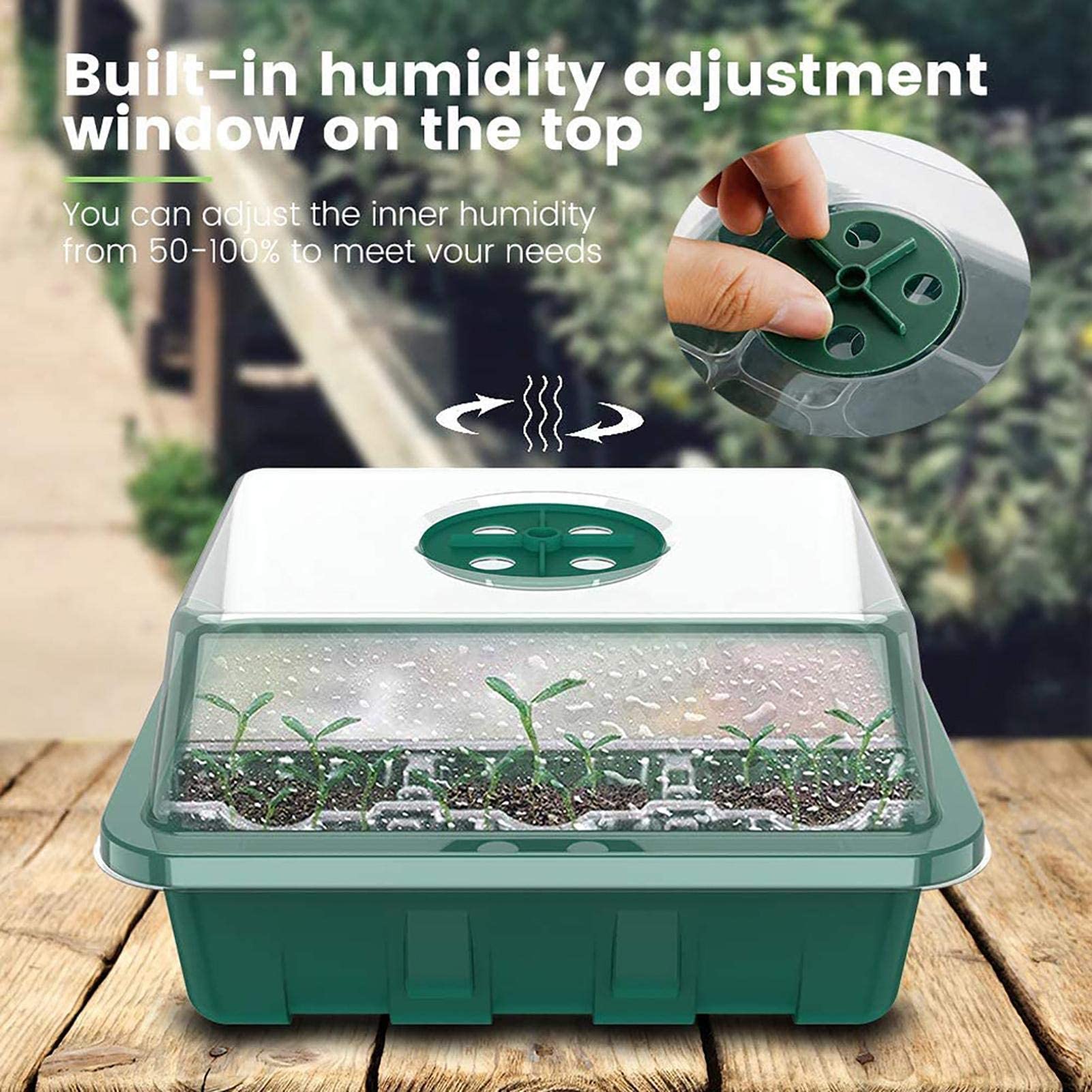 KAHEIGN 4 Pezzi Vassoi per Germinazione dei Semi con Coperchio, 32cm x 26cm Vassoio di Germinazione di Grande Capacità Propagatore Idroponico Sano Senza BPA con 24 Carte per Piantare per Coltivazione