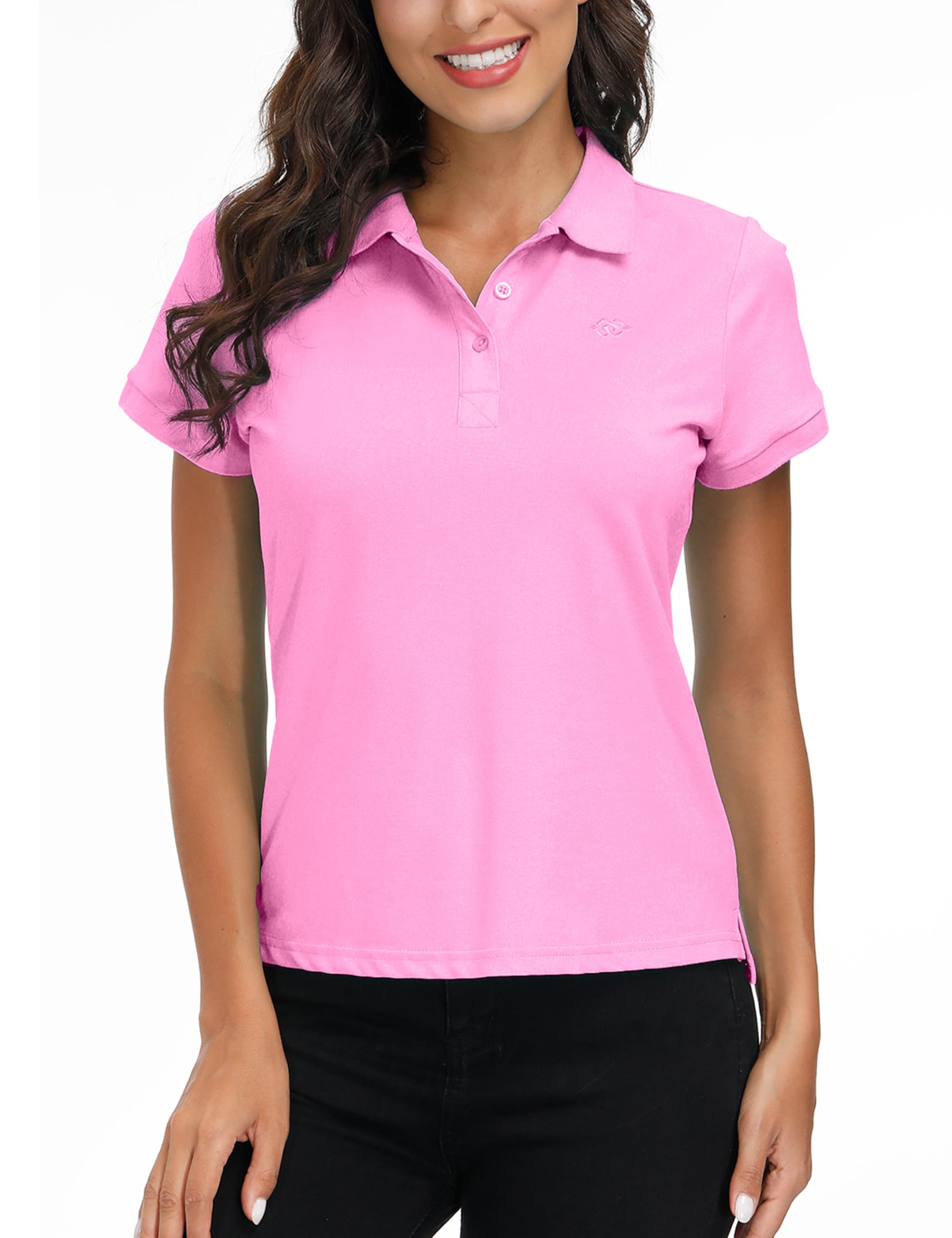 Polo Mujer Camiseta Mangas Cortas Verano Algodón Transpirable Trabajo Golf Tops