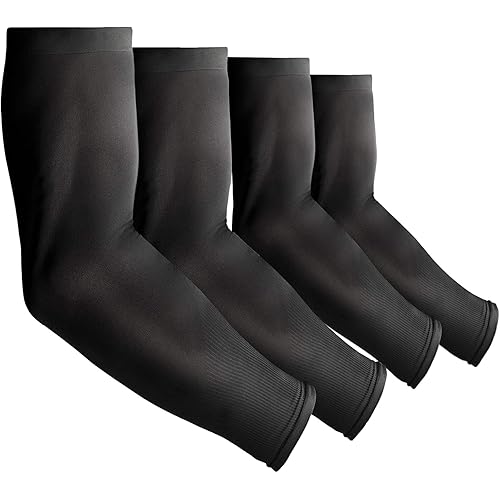 Kimasha 4 Pair UV Sun Protection Arm Sleeves for Men & Women,Cooling UPF 50 Arm Cover for Baseball,Cycling,Basketball
