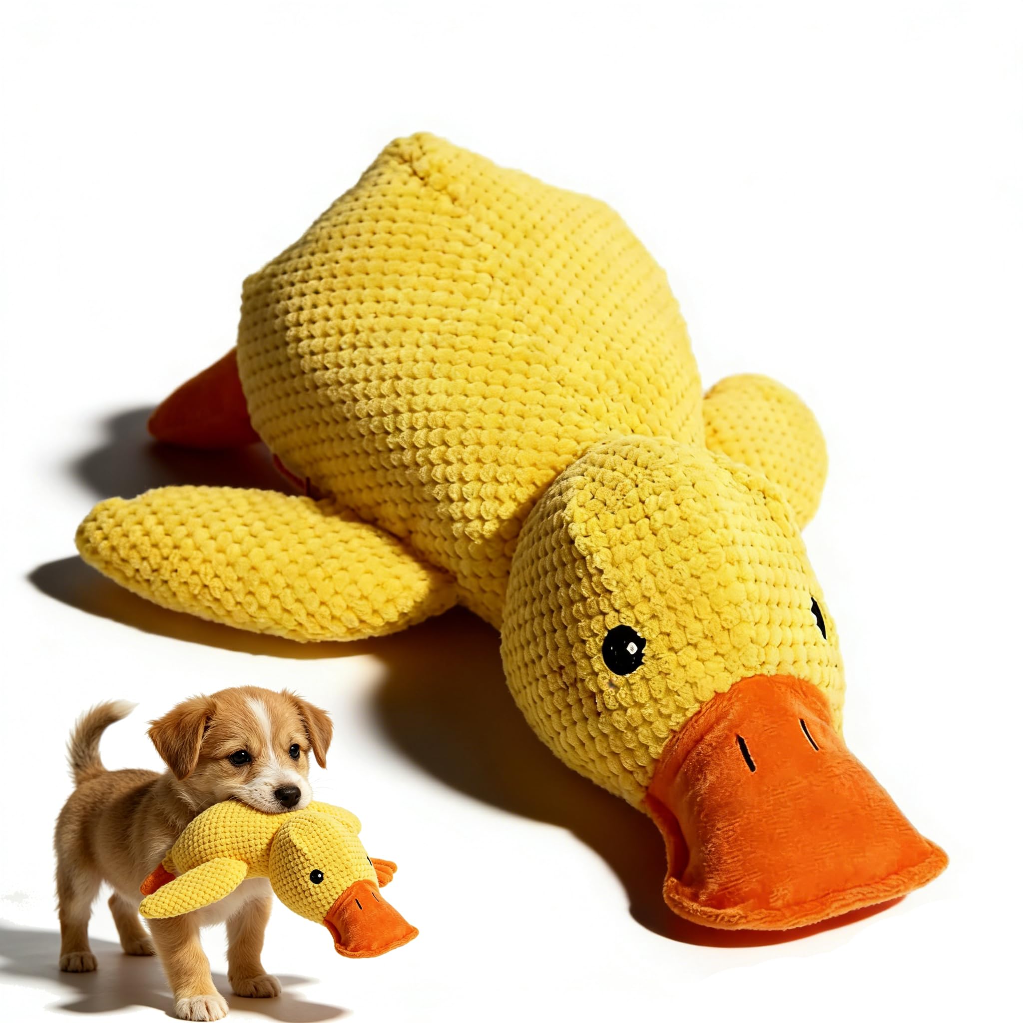 Shengruili Ente Hundespielzeug,Anti Stress Ente Für Hunde,Süße Spielzeugente Plüsch Antistressente für Hunde,Quietschendes Plüsch-Spielzeug für Kleine Mittlere