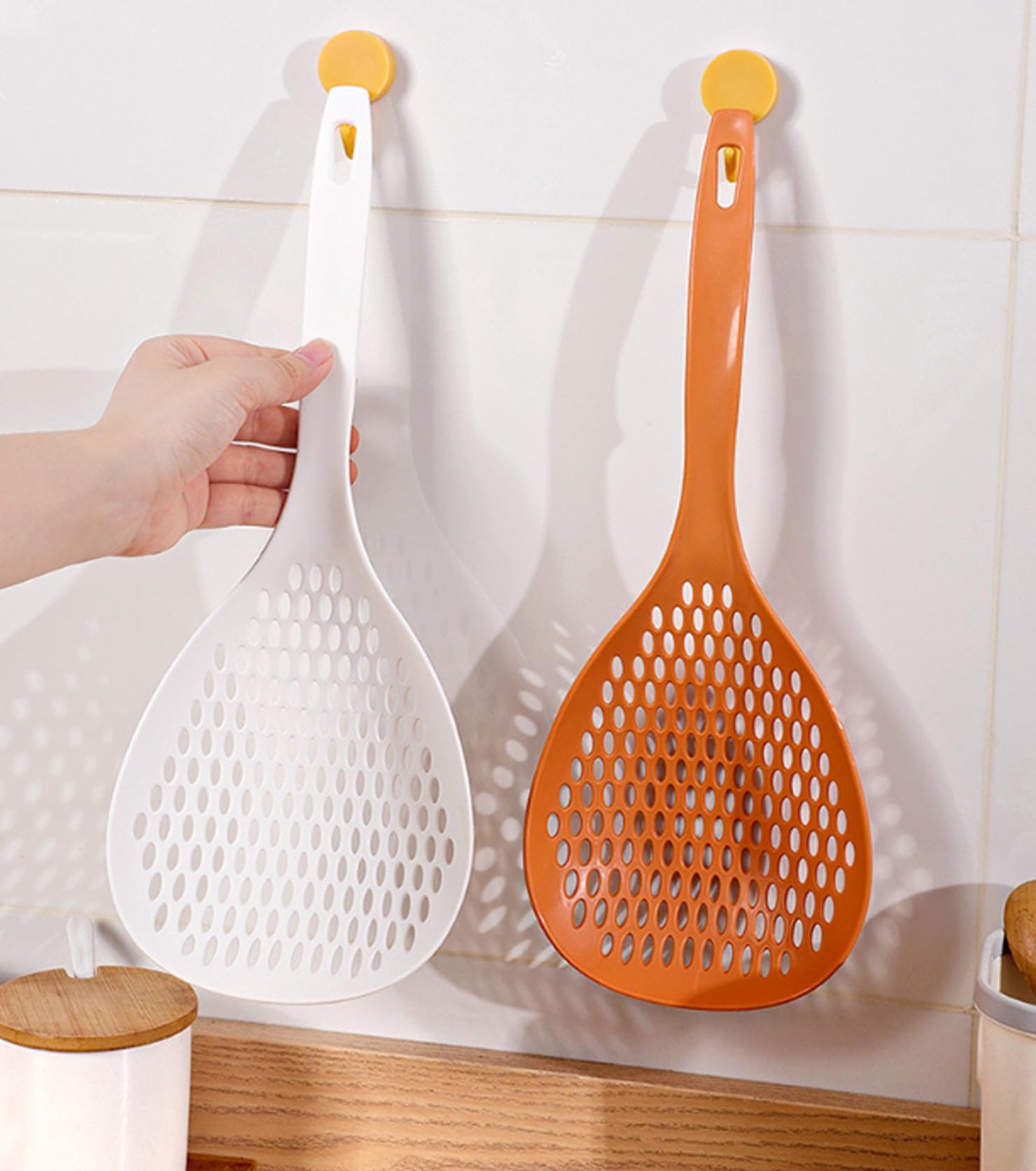 Espumadera ranurada Spider Strainer, Profesional Colador y Escurridor agua, Espumadera Colador de Cocina, Rasera Cocina alta Resistencia al Calor, Apta para Lavavajillas, 2 piezas