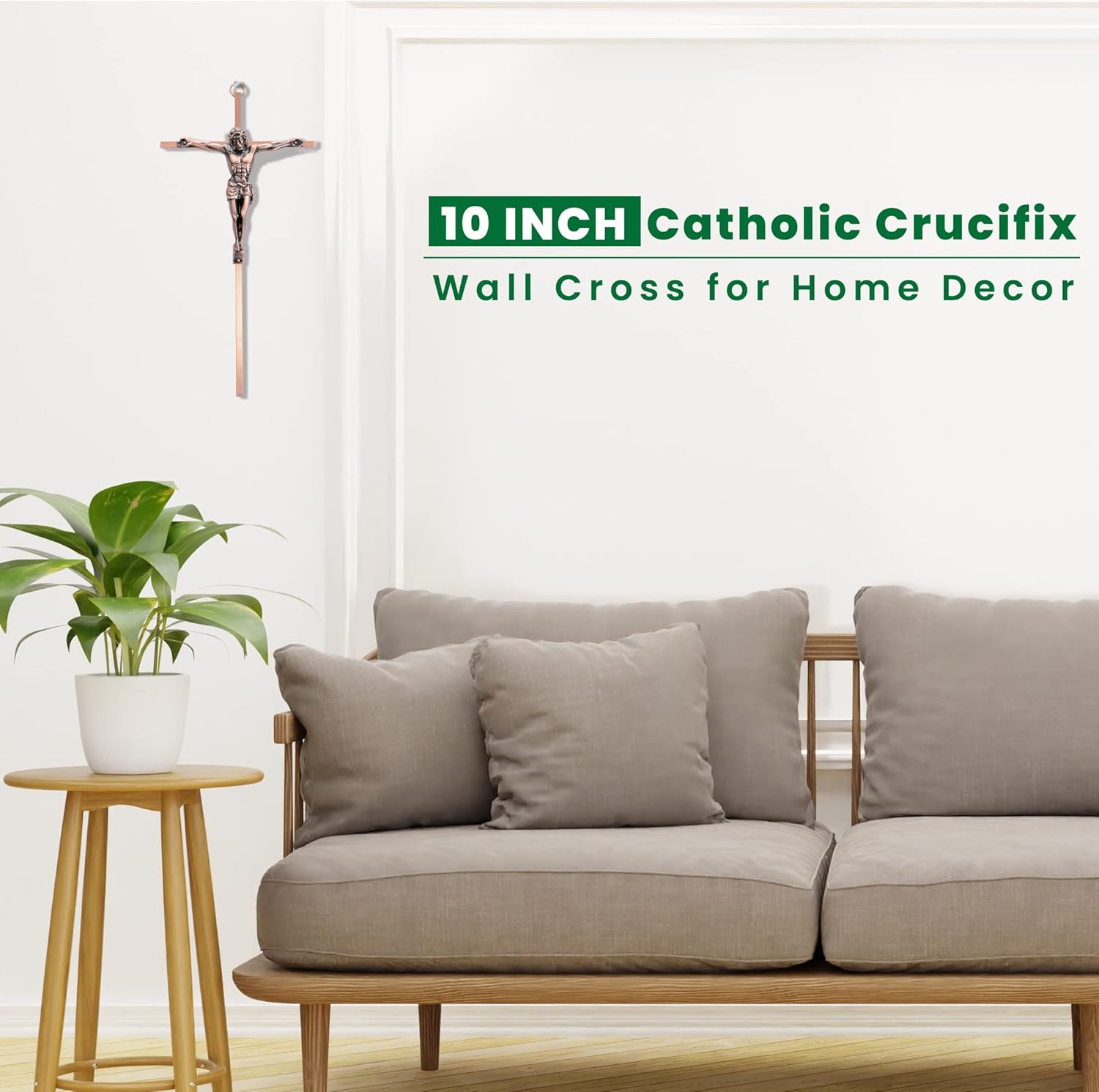 DCCXN Metal Cross for Wall Decor Catholic, Crucifix Wall Cross of Jesus Christ-10 Inch Antique Copper - Image 4