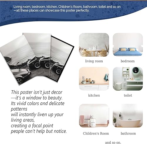 Miniatura 7 de Lienzo retro de lujo para pared, póster de orilla del río en blanco y negro, atemporal, elegante, curvas, impresiones de garaje en blanco y negro,