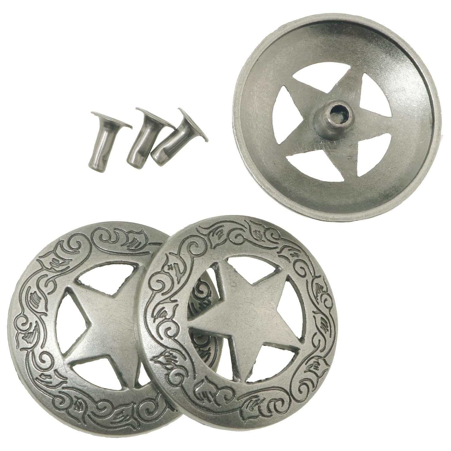 Amazon.co.jp: FMHXG 星彫りコンチョ 5個 1-1/8インチ (29mm) シルバー 
