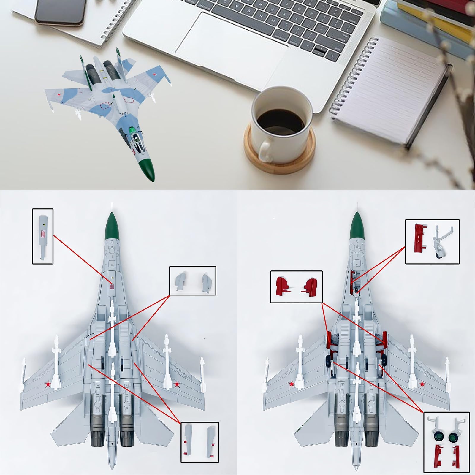 Caccia russo SU-27 in scala 1:100, modello aereo caccia militare lega pressofusa, aereo preassemblato collezione con espositore, decorazione realistica for desktop, for adulti, appassionati
