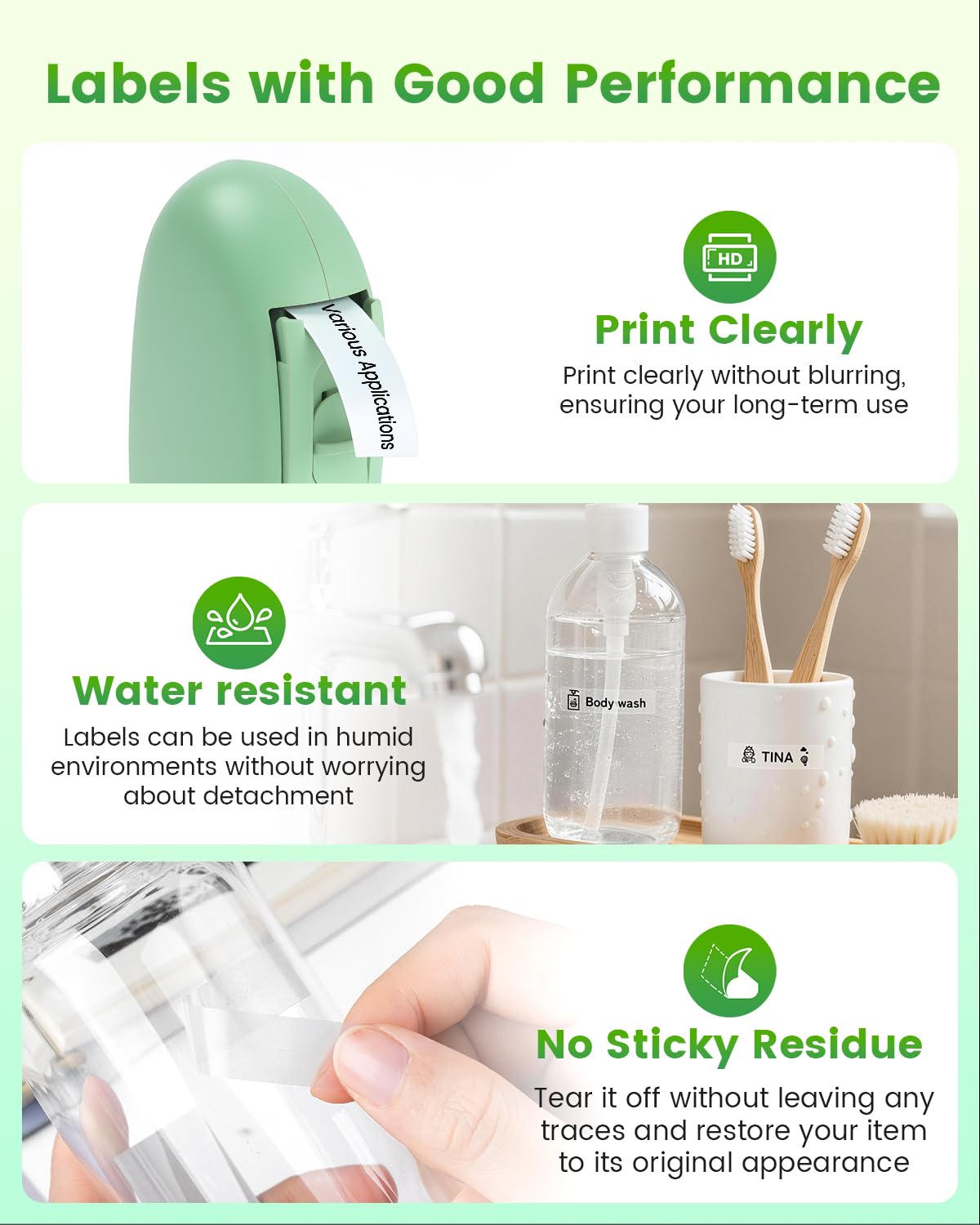 6 rollos de cinta adhesiva compatible con los fabricantes de etiquetas SUPVAN E10 y E11