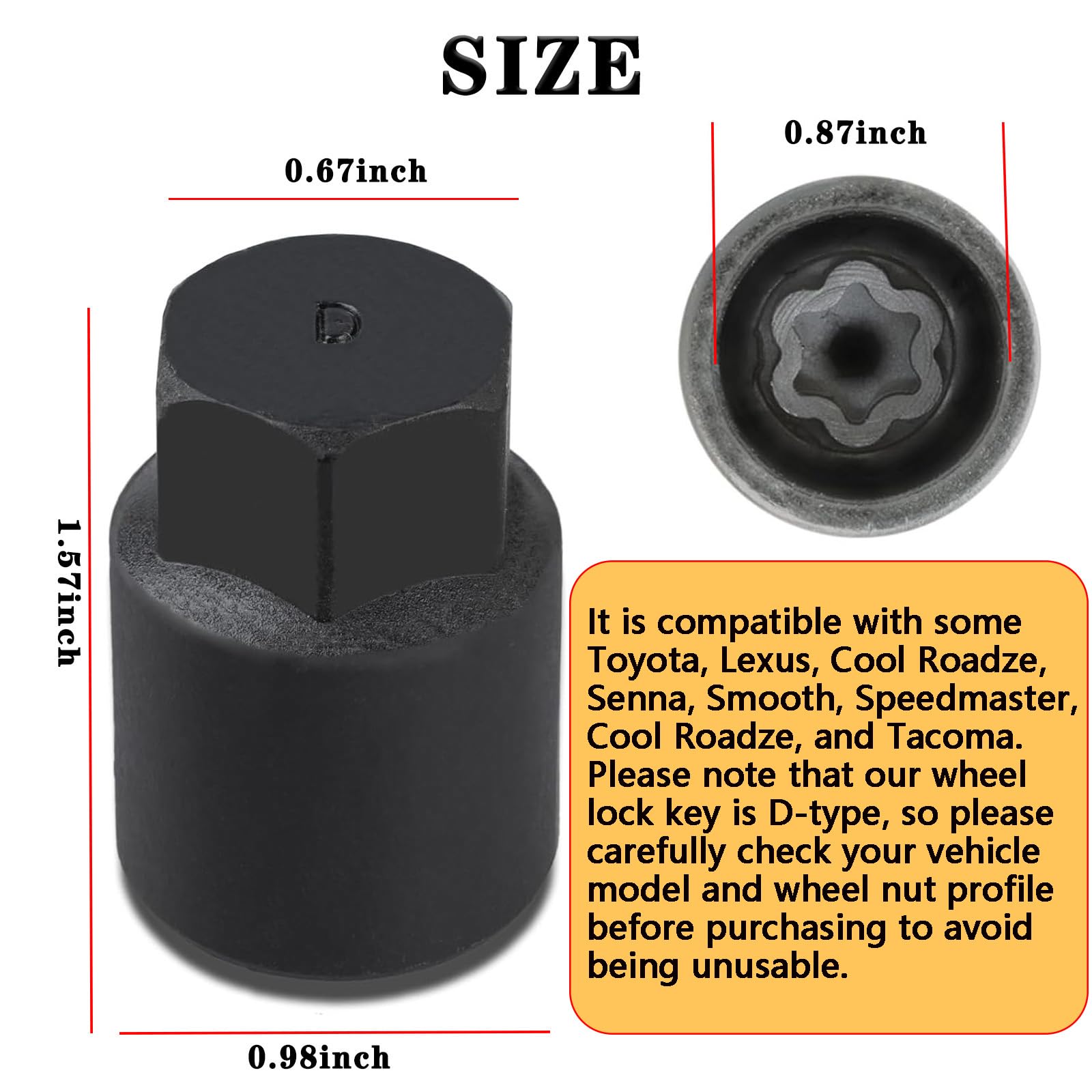 Amazon.com: FortiyParts D-Type Wheel Lock Key for Toyota & Lexus