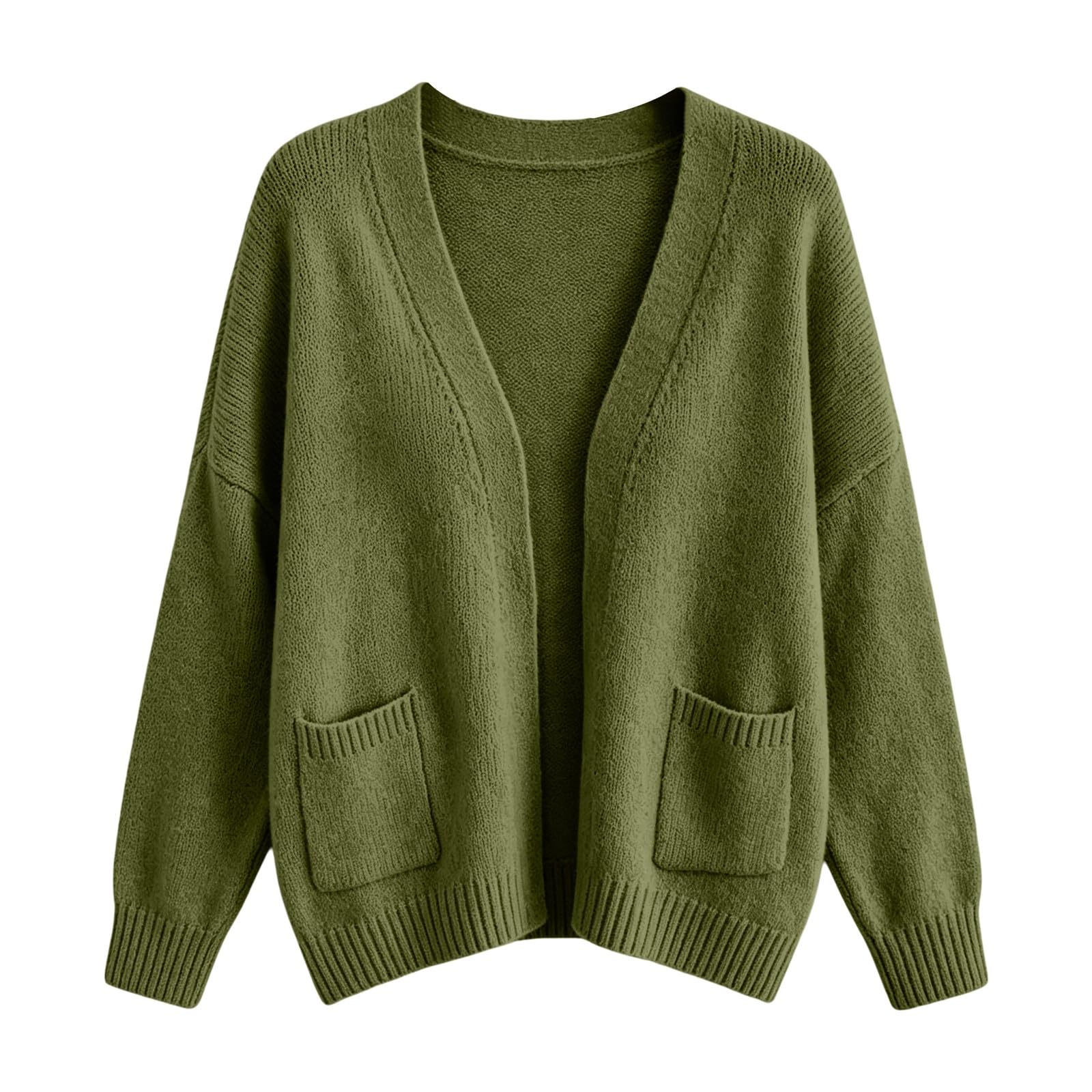 Longline Cardigan sciolto da donna aperto tasca frontale morbido maglione