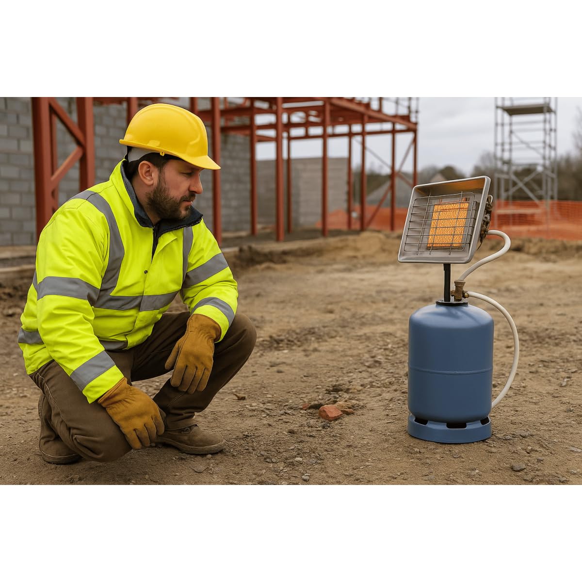 PROWELTEK - Chauffage Radiant Gaz 4,5 KW Professionnel | Kit Complet : Détendeur Réglable Propane/Butane & Tuyau | Sécurité Thermocouple & Allumage Piézo | Idéal Chantier, Garage, Terrasse