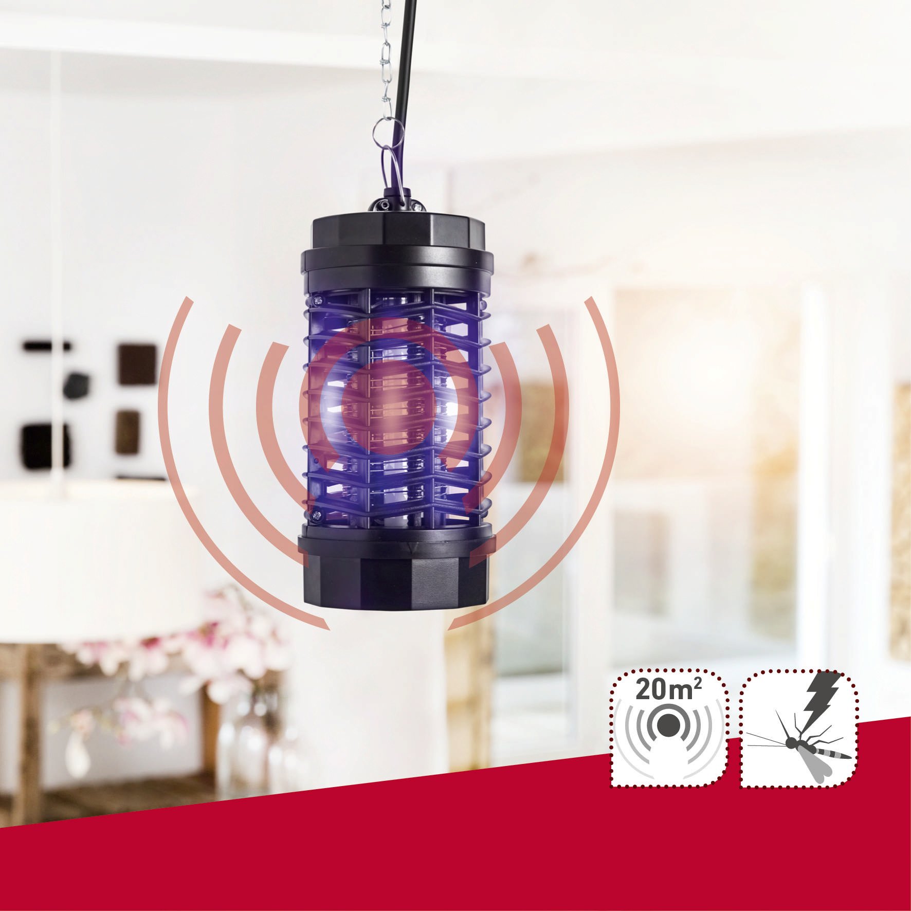 Windhager Lampa owadobójcza 3-gwiazdkowa, lampa przeciw komarom, lampa UV, bez trucizn i środków chemicznych, czarna, do 20 m², 03506