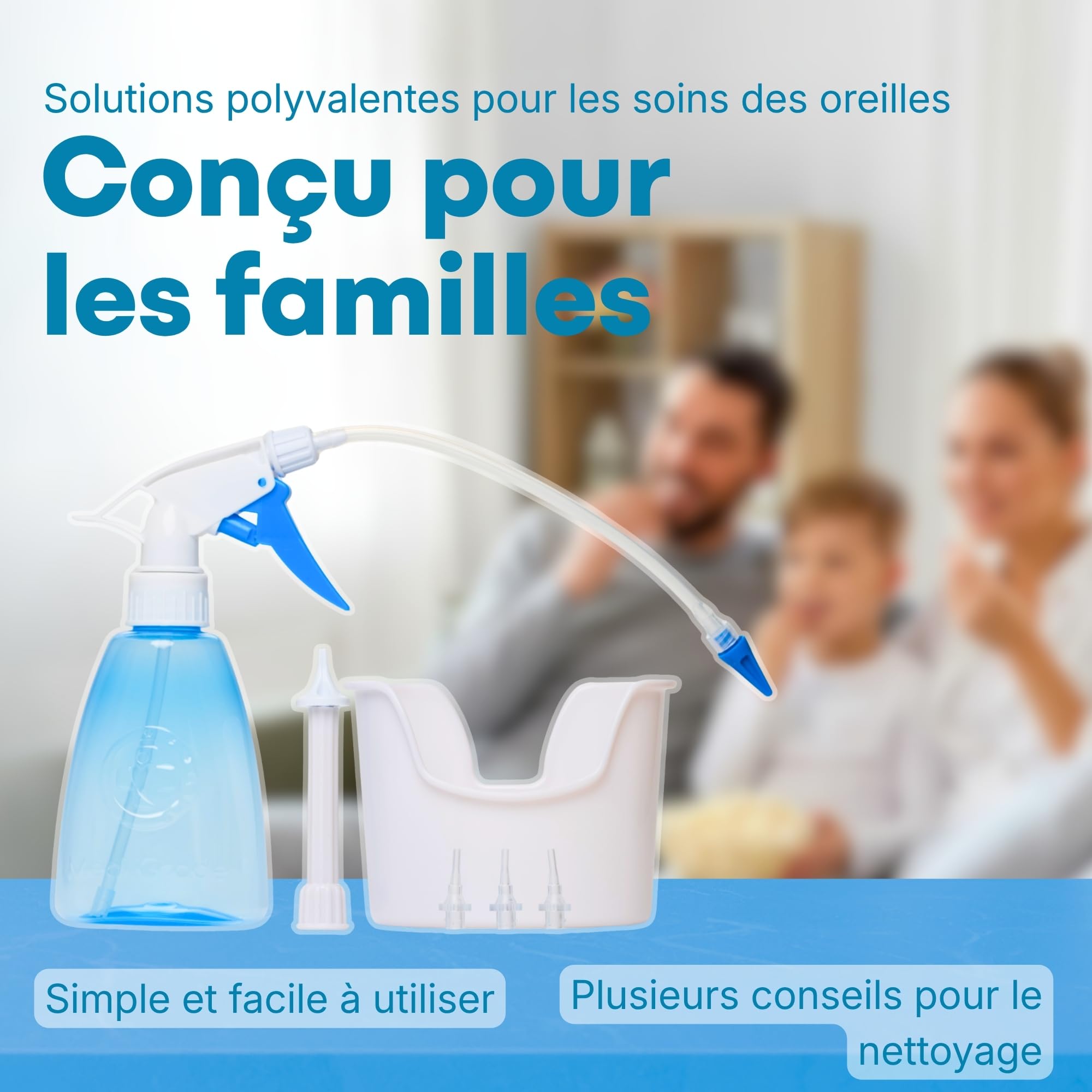 Medi Grade Kit Nettoyeur Oreille 300ml - Kit Voyage - Vaporisateur à Pompe et Seringue pour un Nettoyage Oreille - Cérumen et Cire d’Oreille en Toute Sécurité