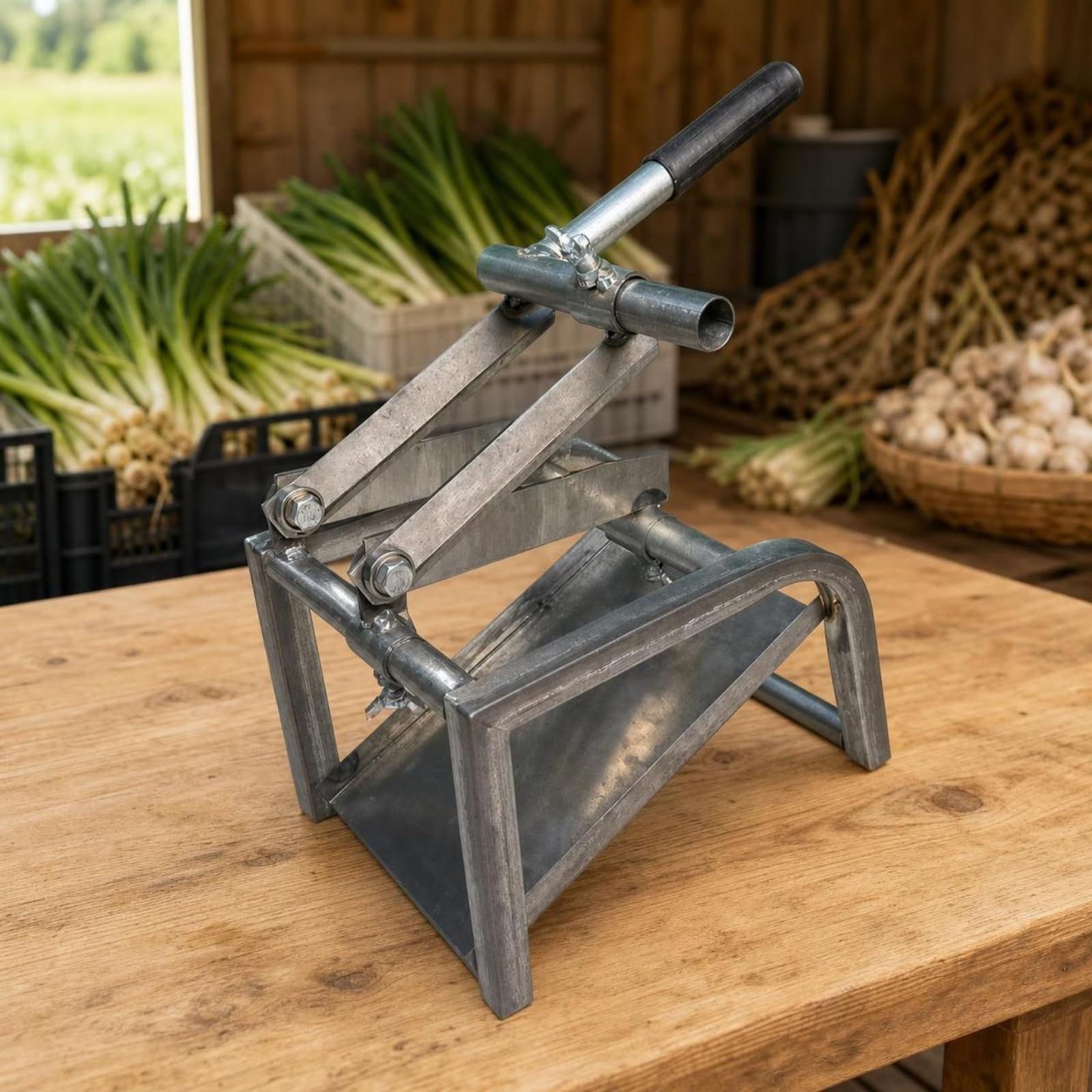 Doppelkopf-Knoblauchschneider stabil Knoblauchwurzelschneider kompakt Schneider mit Doppelklinge für Gartenliebhaber, Feldarbeit, Garten