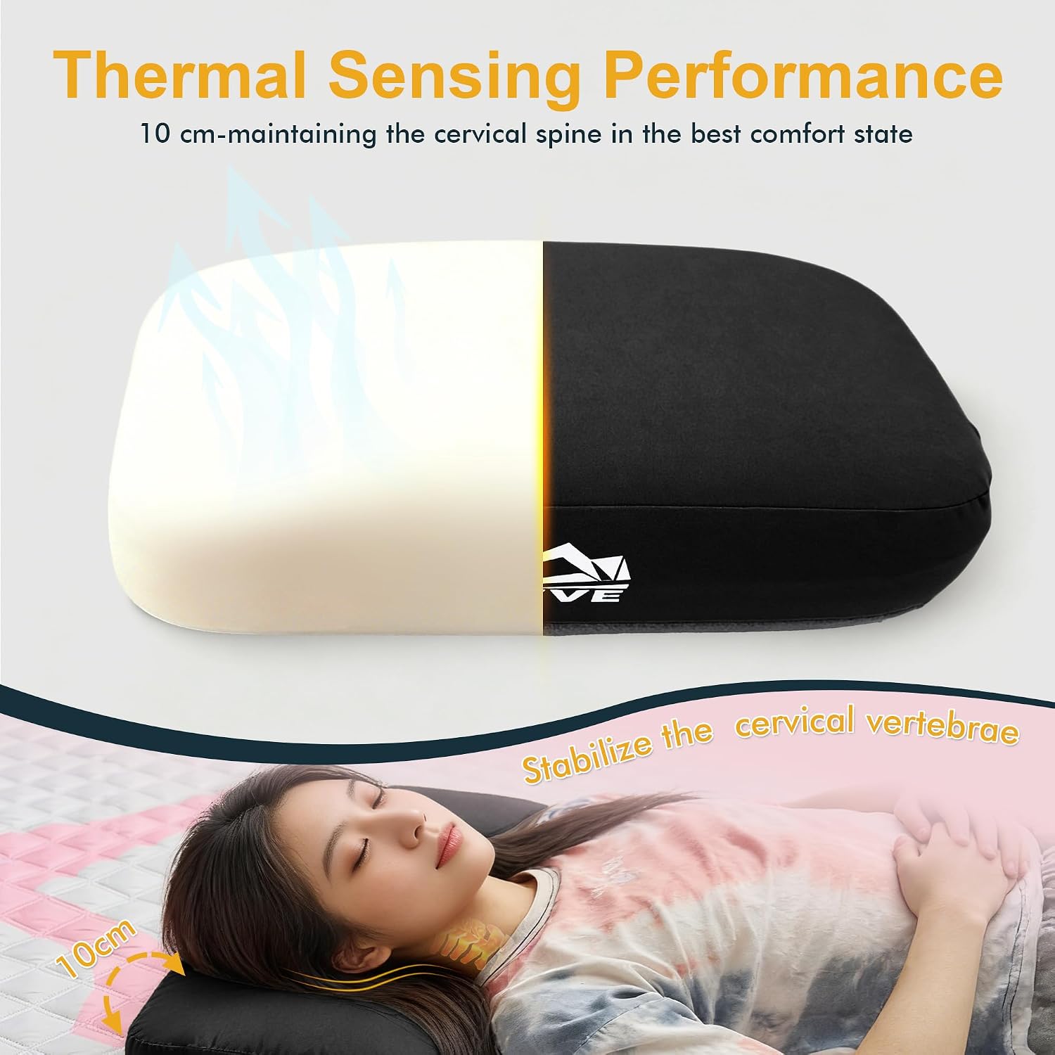 Thick Camping Memory Foam Pillow, Compressible & Ultralight Travel Pillow for Backpacking - Ergonomic Neck & Lumbar Support for Side Sleepers, Compact for Hiking, Car, Airplane (Black) image 5