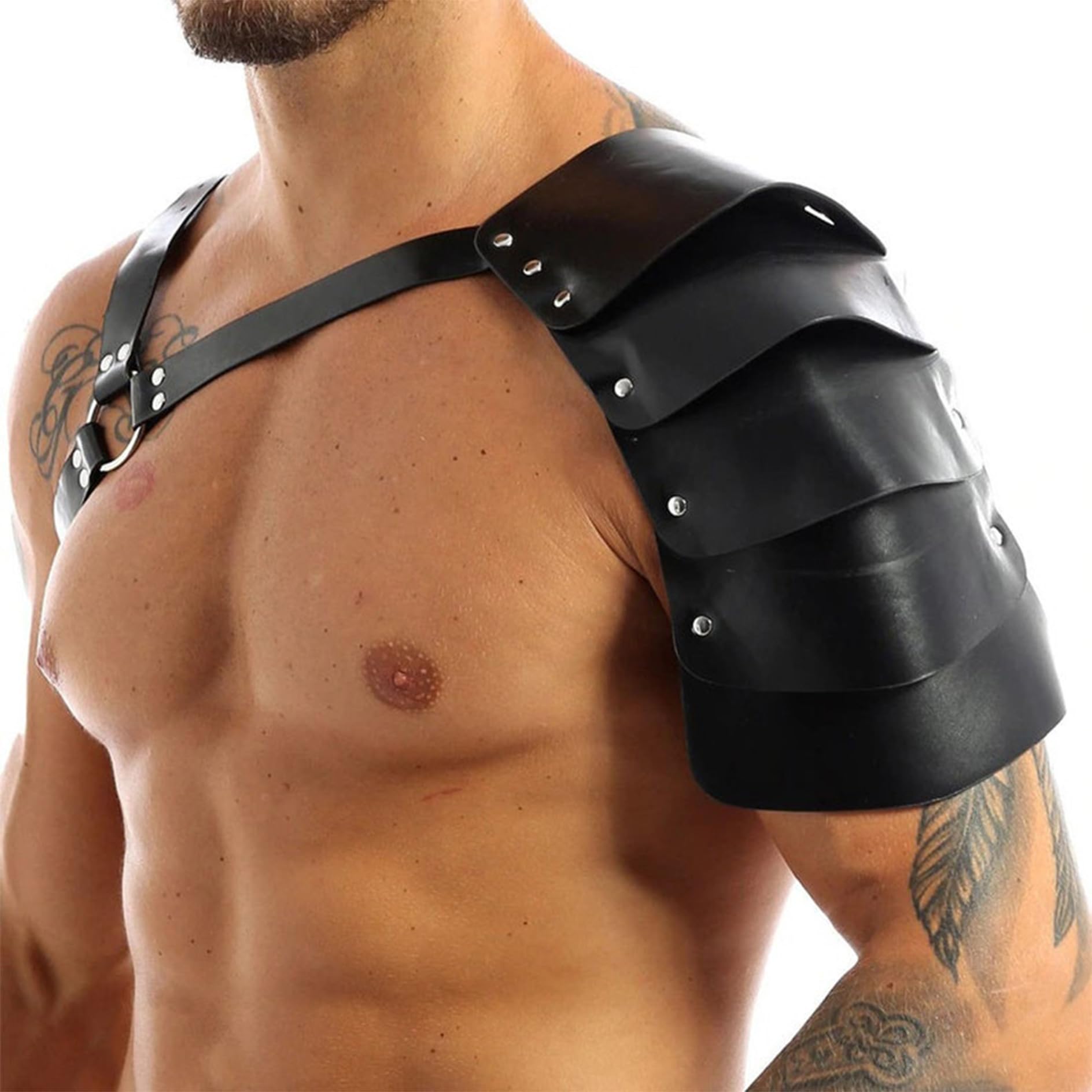Se Unterwäsc, Arnés de piel para hombre, disfraz de gladiador con protección de hombro, arnés de soldado para hombre, piel para hombre
