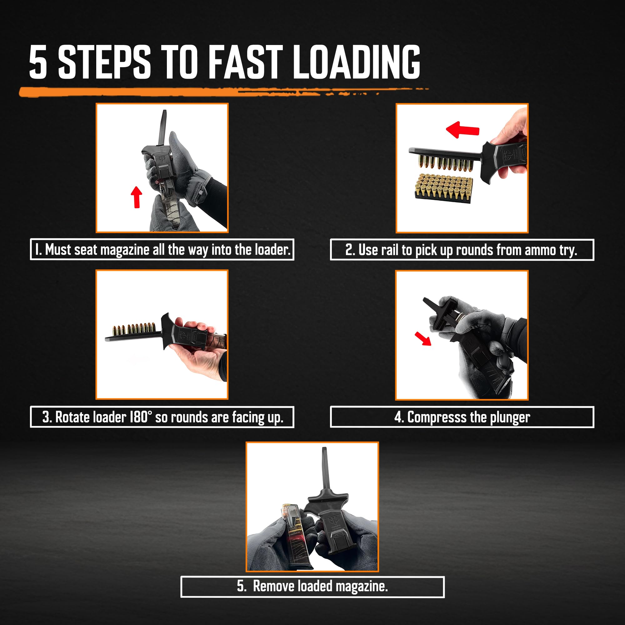 ETS Speed Loader for Glock Magazines 9mm 40 SW and More CAM Gen II Black