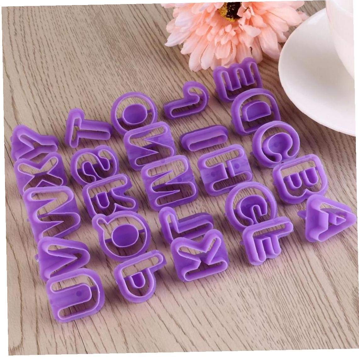 Casecover Purple 40Pcs Alphabet Number Cake Mould, Letter Mold, Cookie Cutter Set, Fondant Baking Tools Accessories