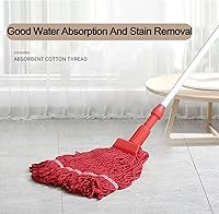 Vista 4 de Repuesto de cabezal de trapeador comercial, cuerda de extremo con bucle de algodón rojo, limpieza industrial húmeda, repuesto de cabezal