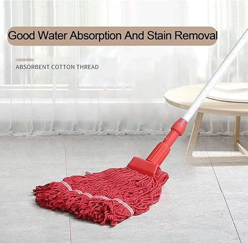 Miniatura 4 de Repuesto de cabezal de trapeador comercial, cuerda de extremo con bucle de algodón rojo, limpieza industrial húmeda, repuesto de cabezal de