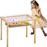 Uiifan Wooden Sensory Sand & Water Table for Toddlers - Interactive Activity Play Table with Tub for Preschool Sensory Learning (23.9 x 15.9 x 20 Inches)