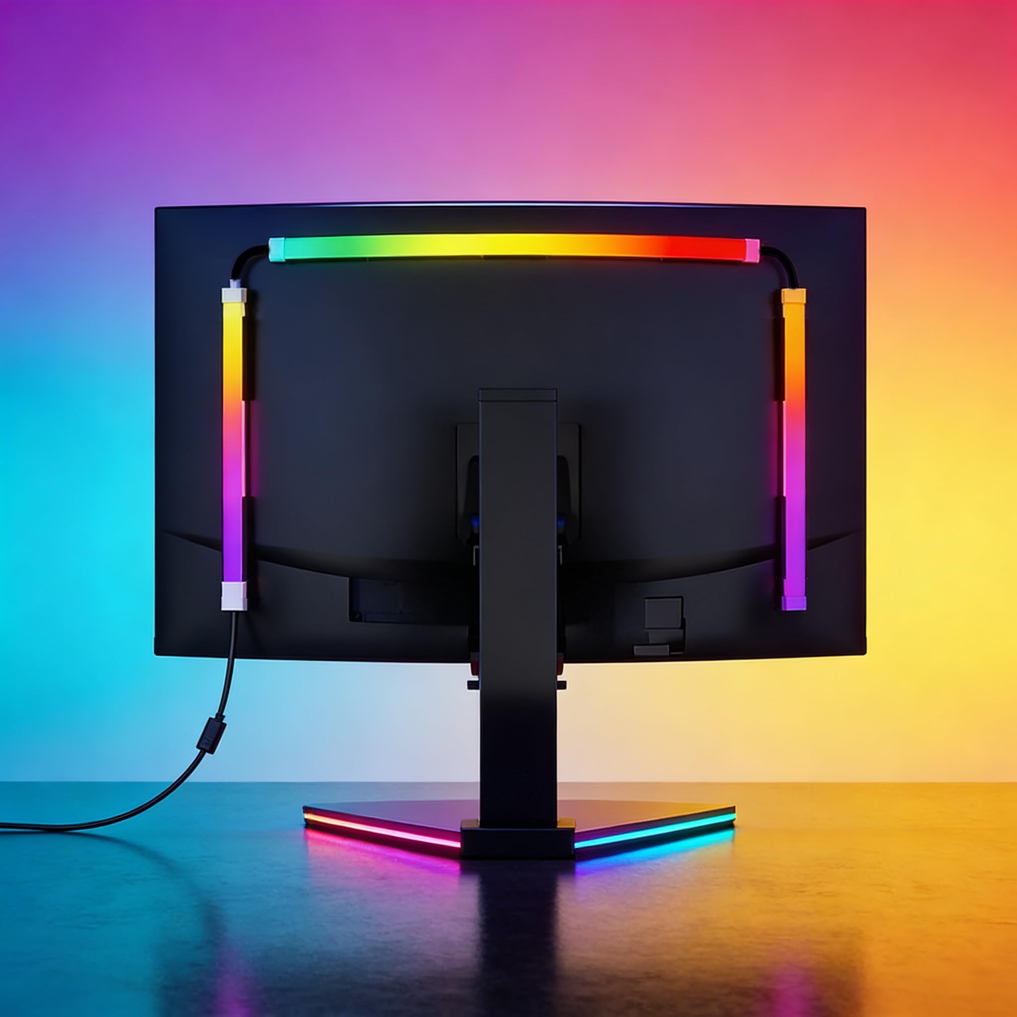 Retroilluminazione a LED per monitor per PC Strisce luminose a LED Ritmo musicale Luce dinamica Sincronizzazione dietro il software del monitor Modalità dinamica a colori (27 pollici)
