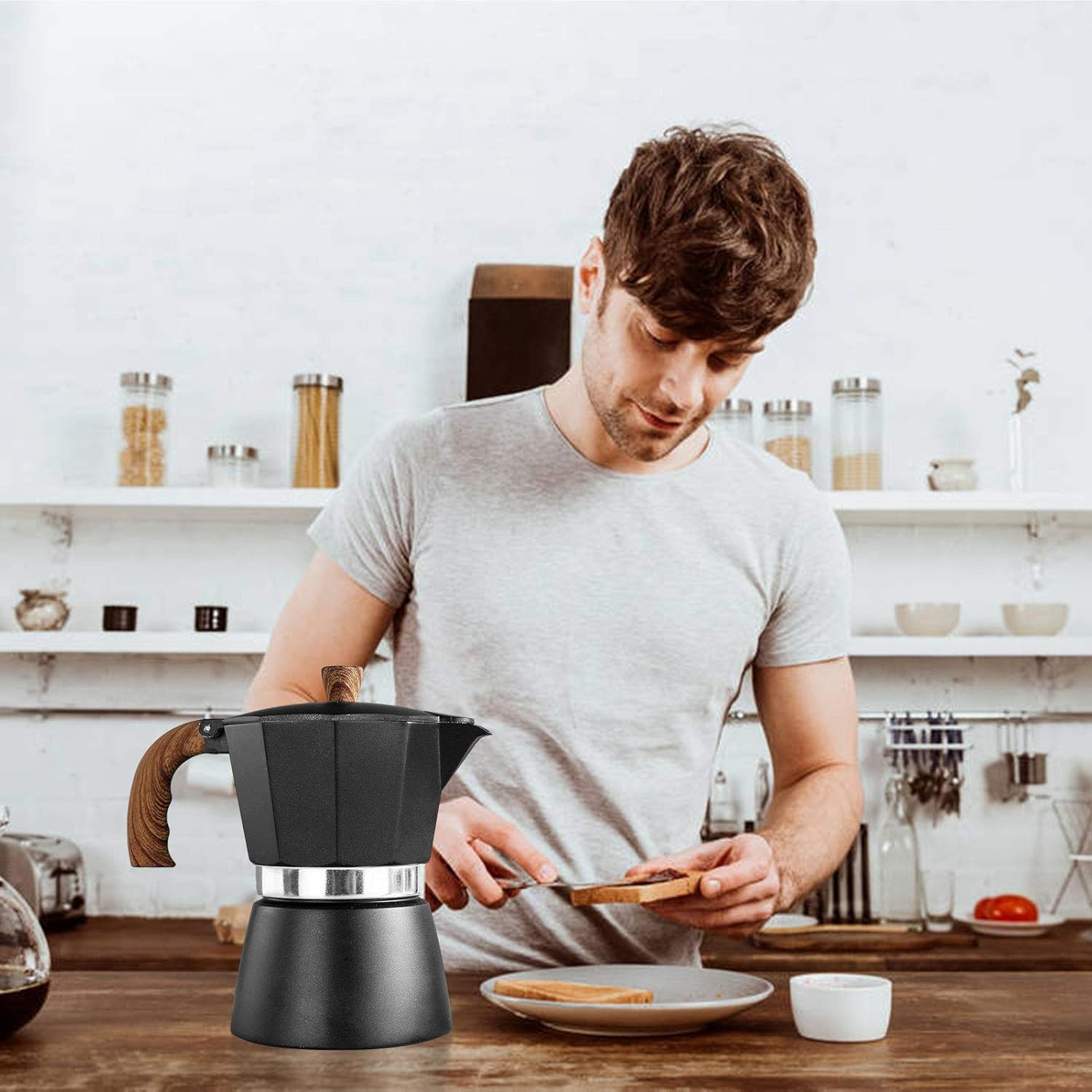 Aluminum Moka Coffee Pot, Moka Pot Espresso Filter, Classic Italian Style 150/300ML, Easy to Operate and Quick to Clean The Pot Heating (300ML)