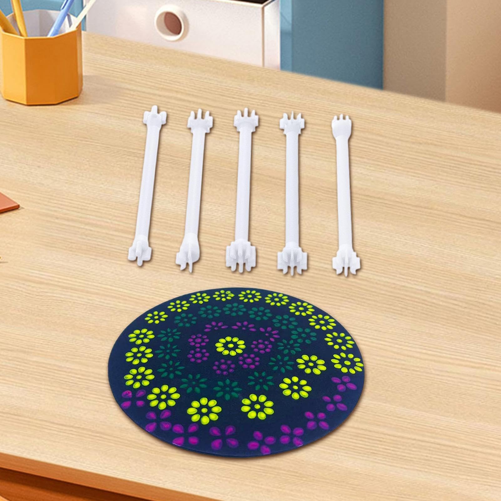 Strumenti per punteggiare, penne a vernice, impugnatura ergonomica a doppia punta floreale, 10 forme, controllo di precisione, pennarelli riutilizzabili a risciacquo rapido con punte resistenti agli