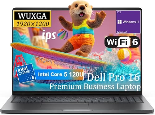 Dell Pro 16 WUXGA Business Laptop, 16" 1920x1200p Anti-Glare Display, Intel Core 5 120U, 16GB DDR5 RAM, 512GB SSD, WiFi 6E, Bluetooth 5.3, Windows 11 Pro