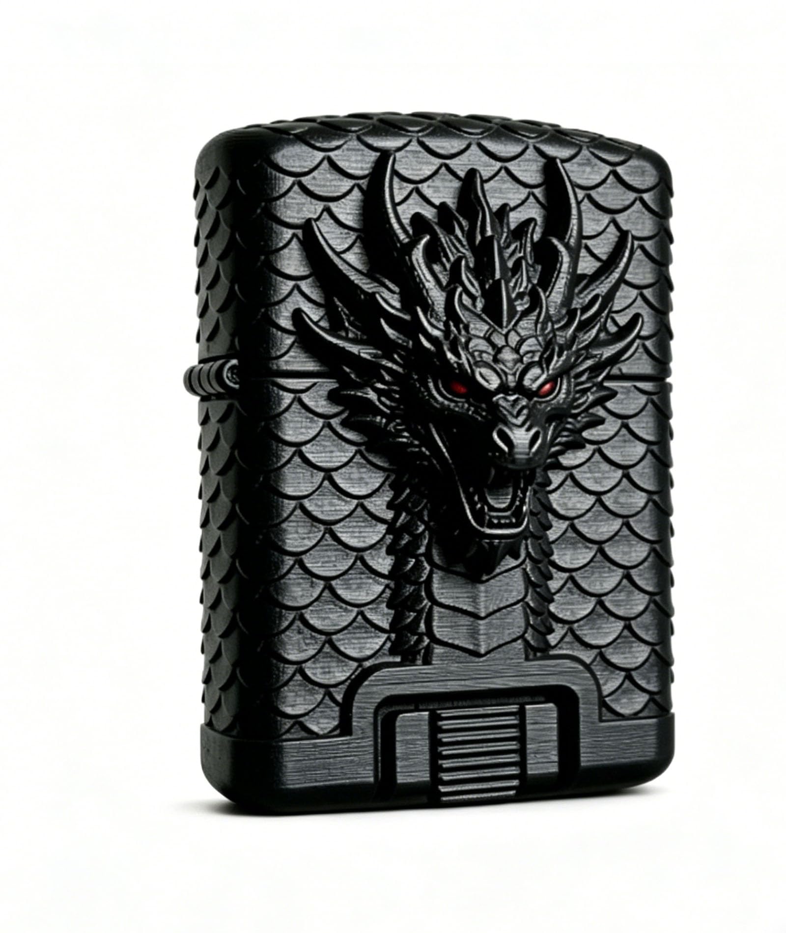 Dragon Kerosene Lighter Cool Vintage Carving Dragon Metal Trench Lighters Kerosene Refillable for Candle Camping (A)