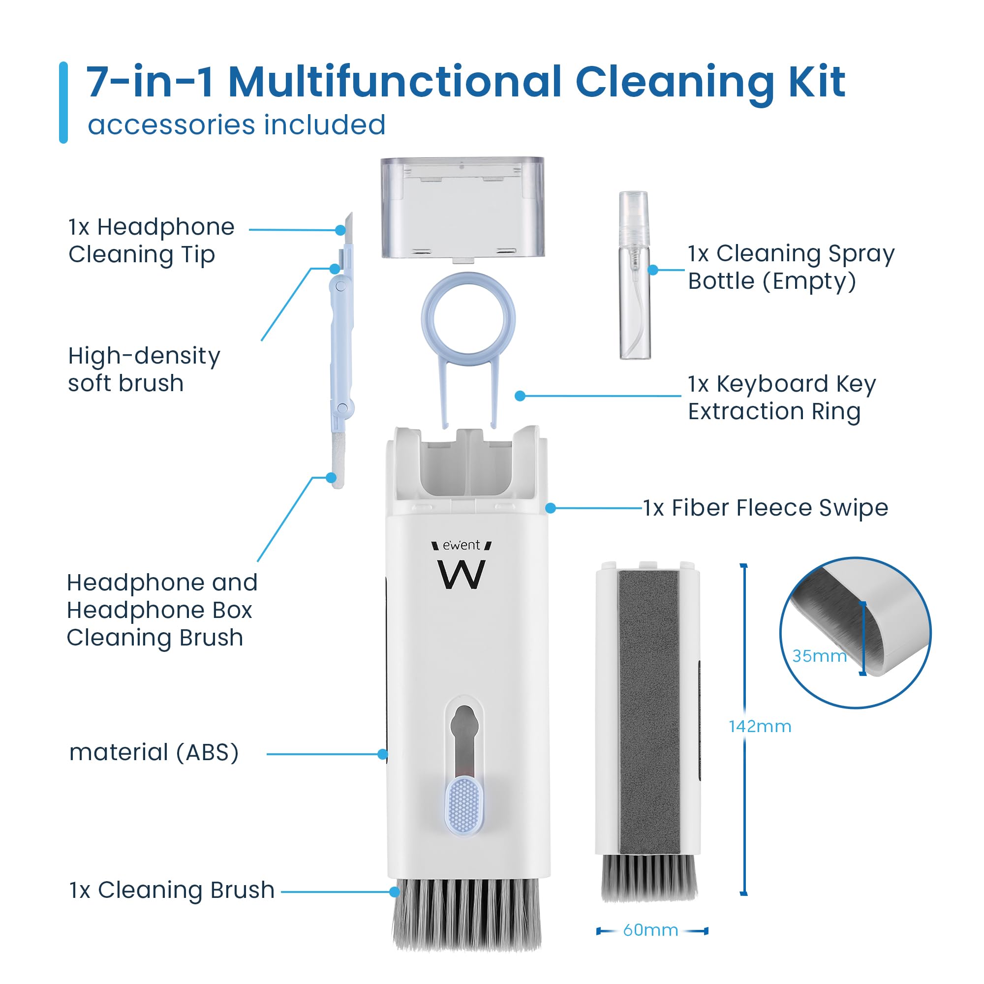 Image secondaire de Kit de Nettoyage Multifonction 7 en 1 pour Électronique - Ewent