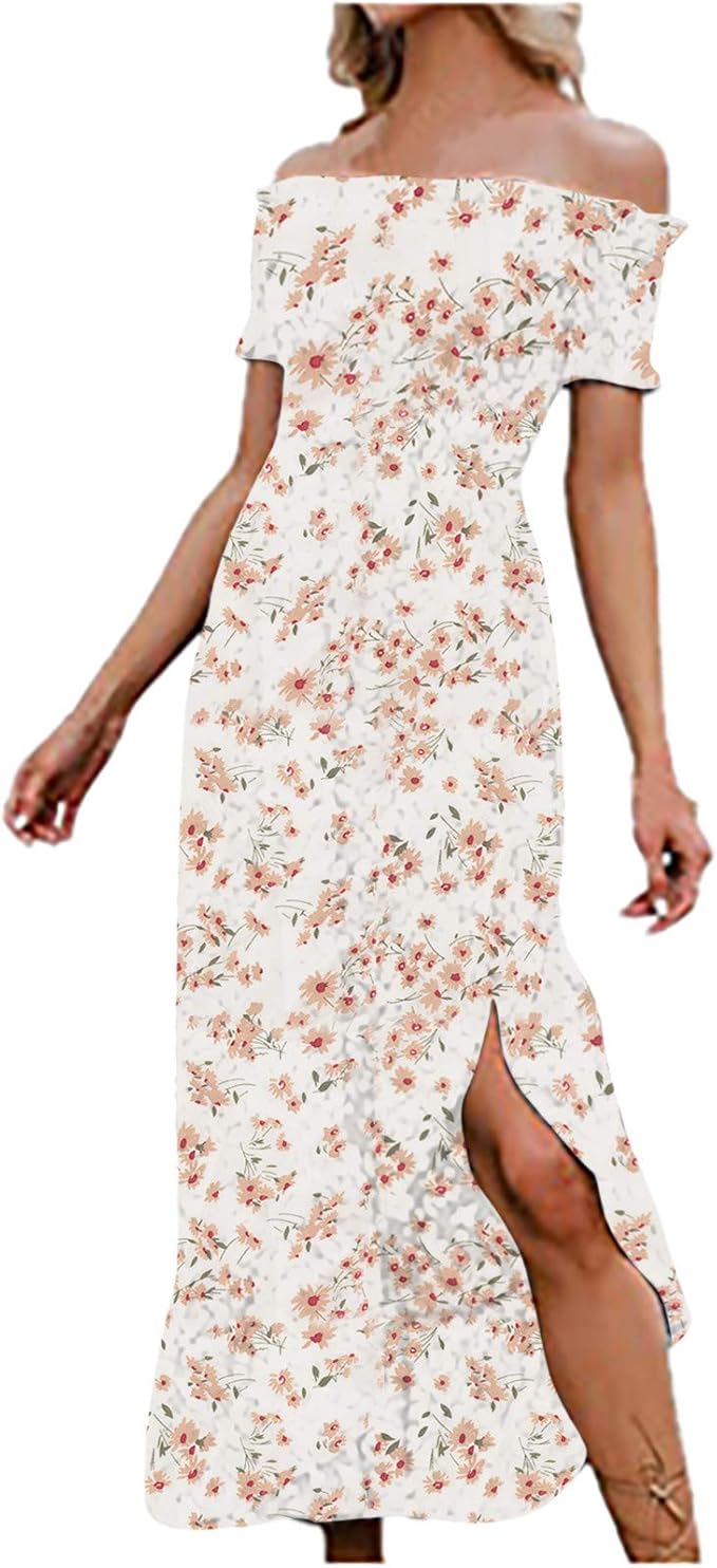 Abito Donna Estivo Lungo Con Spalle Scoperte - Volant, Tasche, Perfetto Per Spiaggia E Vacanze - Foto 11