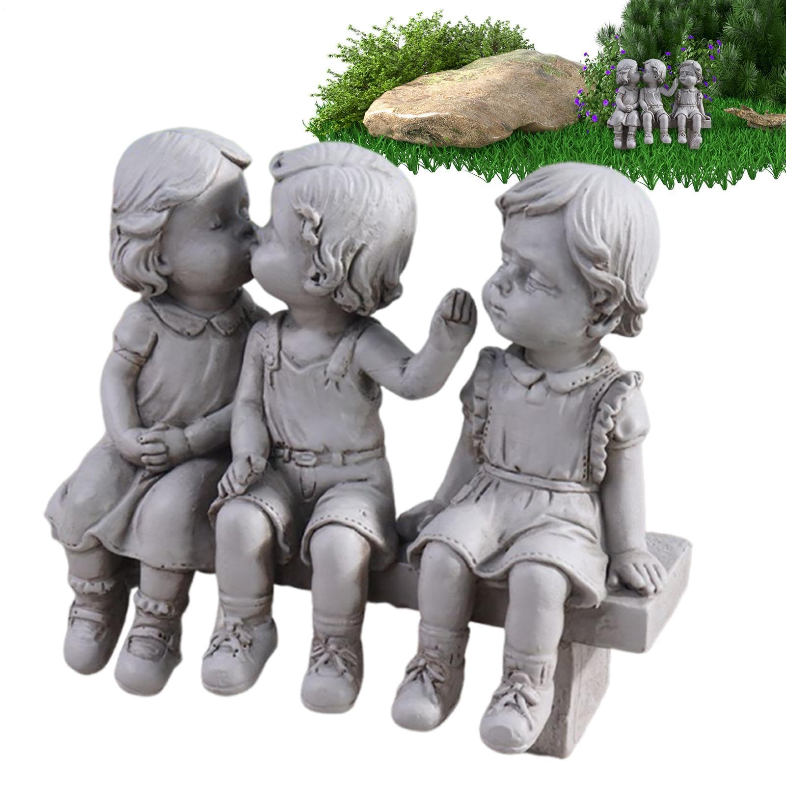 Statue Premier Baiser : figurine miniature de jardin en résine pour décoration extérieure