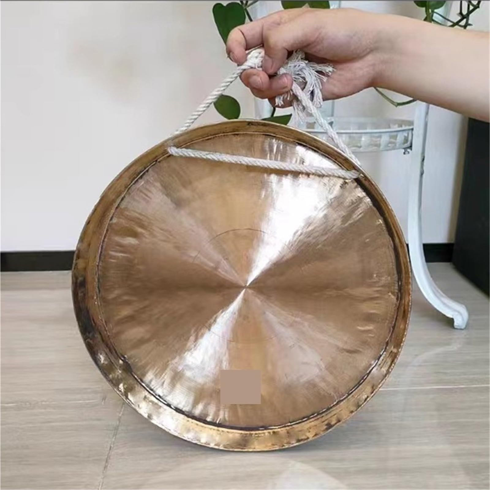 Gongs y platillos portátiles, Platillo de gong mano fondo plano con mazo for meditación Danza del león(35CM)