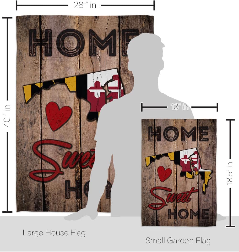 Maryland Home Sweet Garden House Flag Set Americana States American Territories Republic Country Particular Area Decoration Banner Small Yard Gift Double-Sided, Made in USA