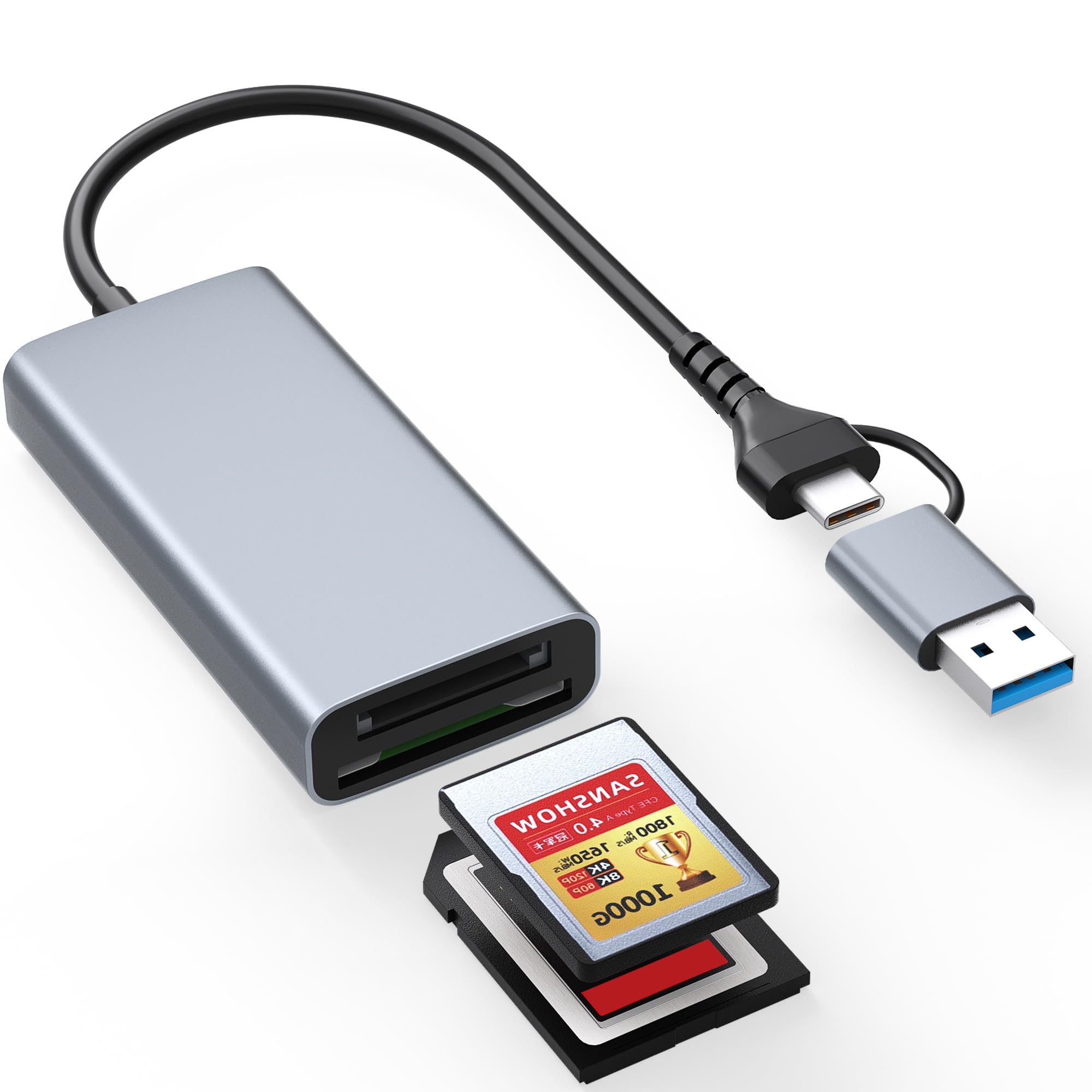 CFexpress typu A i czytnik kart SD z prędkością transferu USB 3.2 Gen 2 (10 Gb/s), adapter karty CFexpress typu A/SD do aparatów Canon, Nikon, Fujifilm - kompatybilny z Lexar, SanDisk, ProGrade