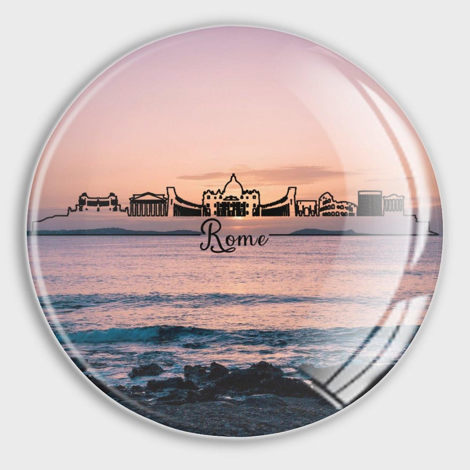 Lot de 4 aimants de frigo motif Rome Italie, cadeau déco en verre