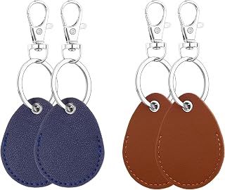 Psyqtsuary Leather Key Fob Holder, 4 Pcs PU Leather Keychain Key Holder for Keychain General Keys Fob, for Keys ID-Keys Cards (Blue, Brown)