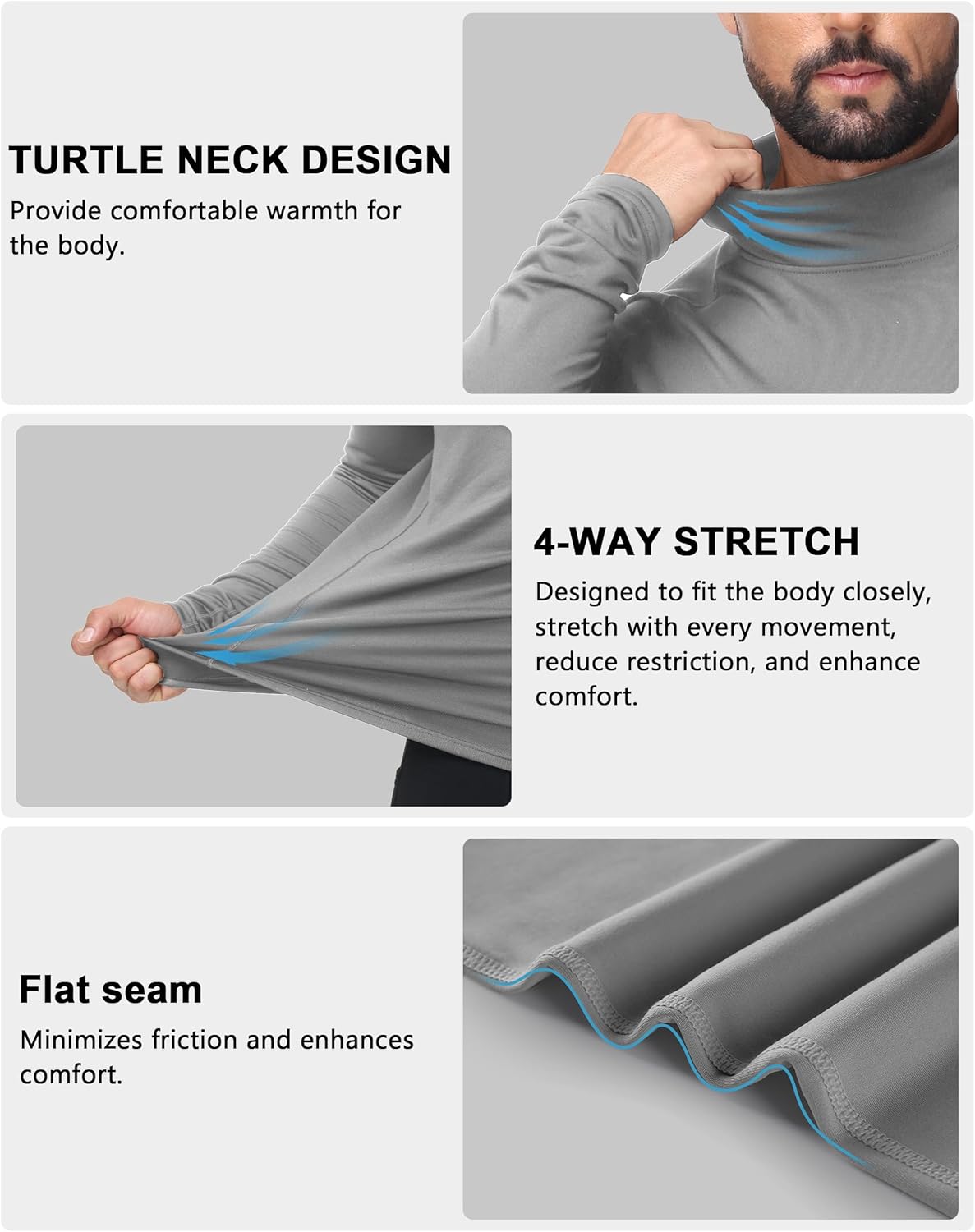 Roadbox Men's Thermal Compression Shirts Mock Turtleneck Long Sleeve, Fleece Lined Undershirt Base Layer for Winter Workout - Image 4