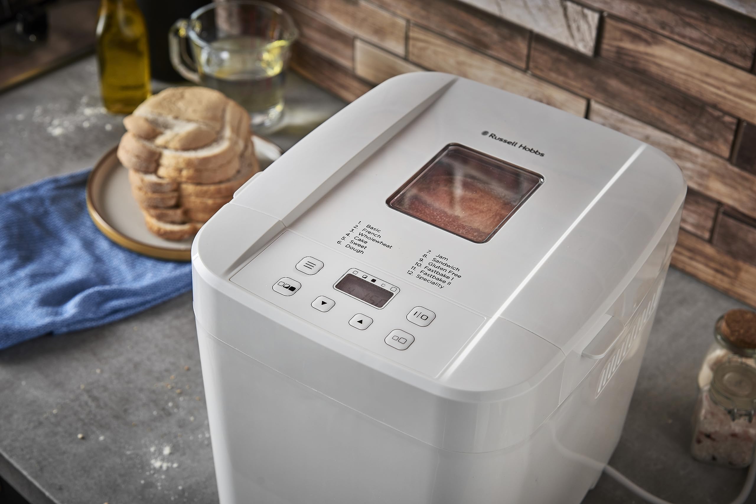 Russell Hobbs Machine à Pain 12 en 1 Compacte 27260-56 750g 1kg Cuve Antiadhésive Minuterie Maintien au Chaud