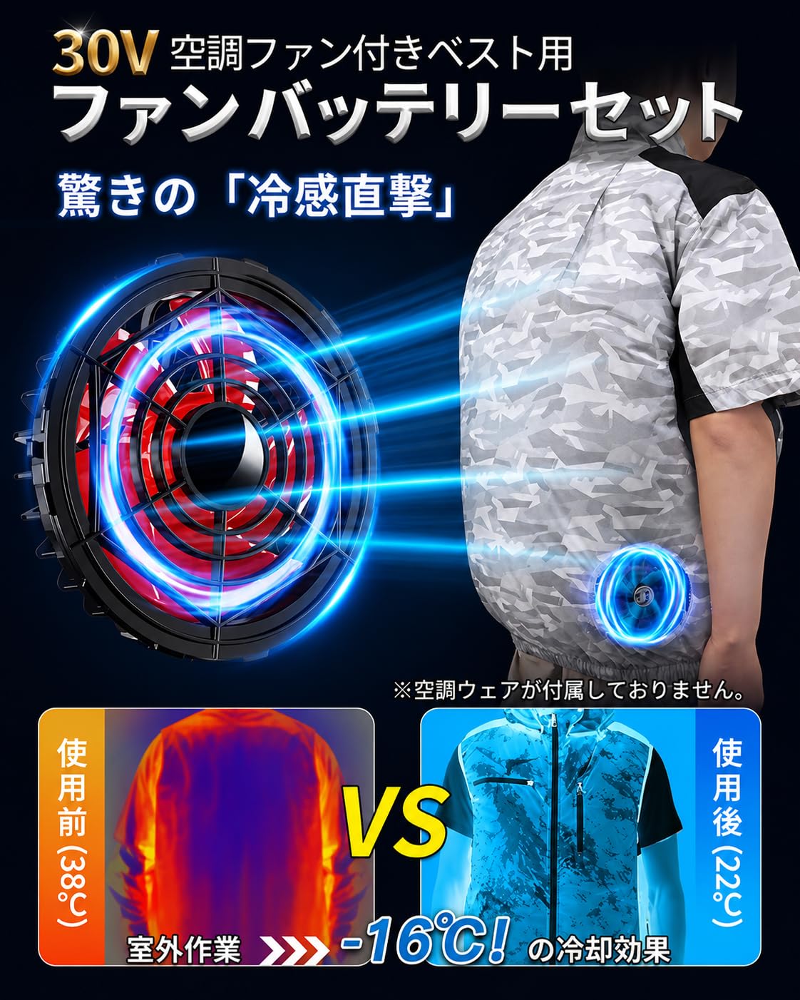 Amazon.co.jp: ファンバッテリーセット 空調作業服用【30V超高出力