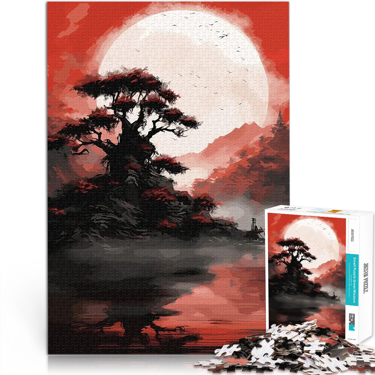1000 Piece teenager Puzzles Japanese Red Black Art Interessante Stressreduzierung Verbessern Sie das Gedächtnis75x50cm