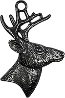 Vista 4 de Juego de 12 ganchos para cortina de ducha de ciervos, anillos rústicos para baño, decoración temática de Navidad, cuernos de reno, madera de ciervo