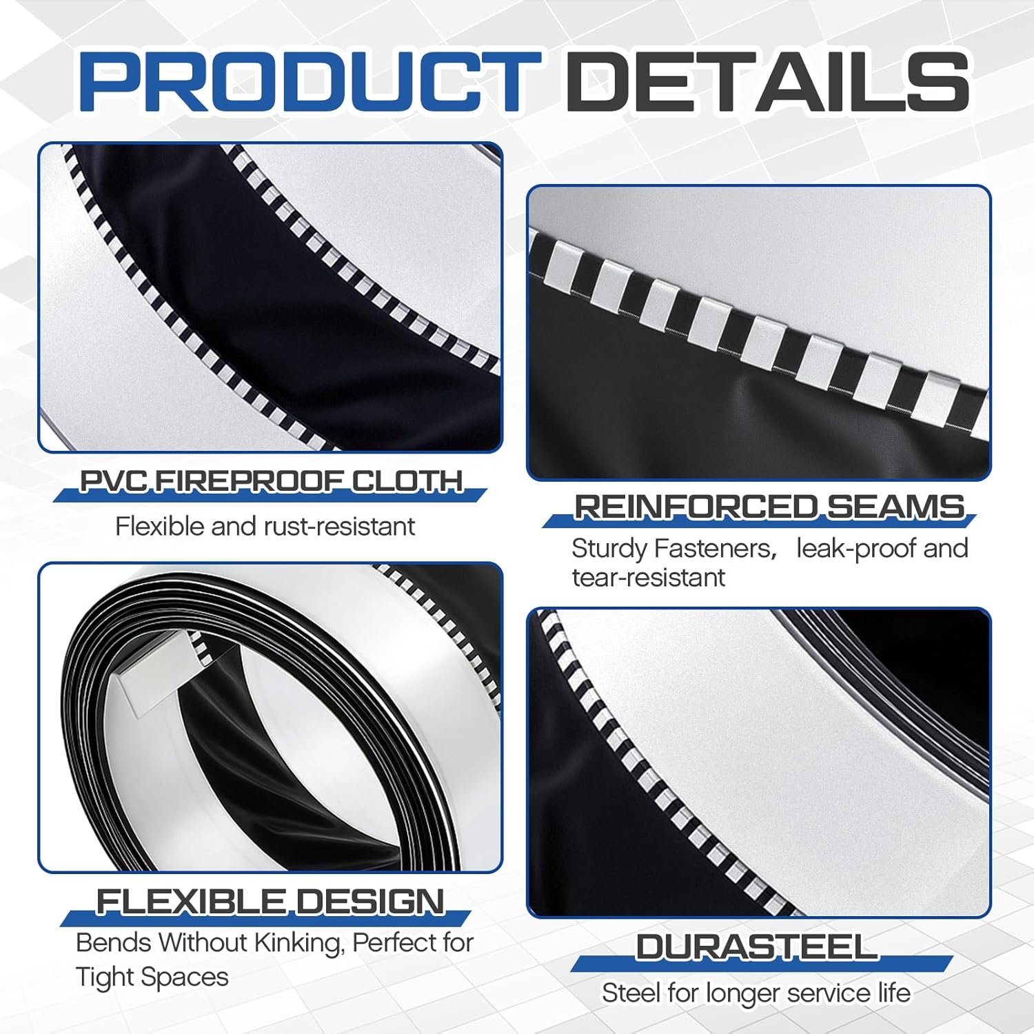 Zonon Vinyl Flexible Duct Connector 9" x 50 ft for Dryers, Range Hoods, HVAC and Other Household Scenarios