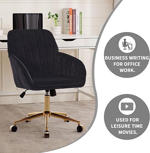 Miniatura 5 de Velvet Adjustable Office Chair with Swivel Wheels, Ergonomic Executive Chair for Bedroom, Study and Dressing Table, Comfortable for Long Sitting